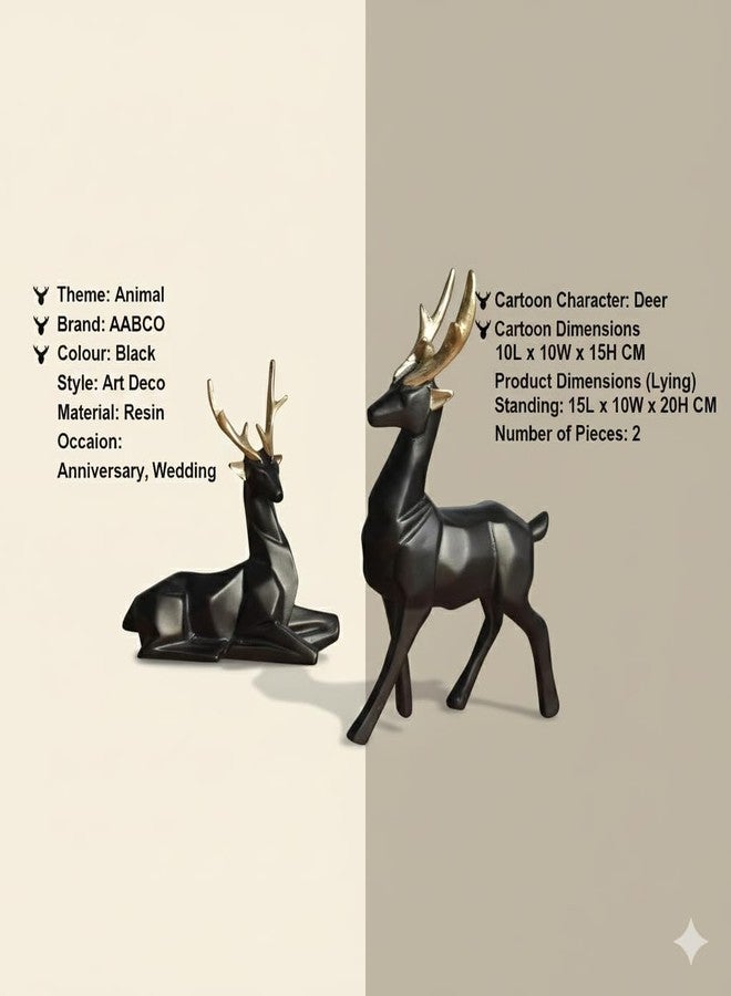 AABCO Polyresin Statue Deer Set, Black, for Home & Office Decor, Gifting Showpiece - Image 4
